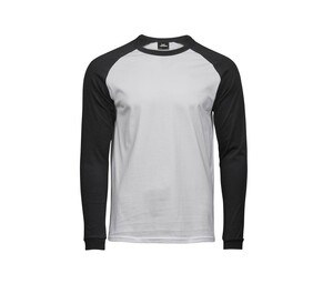 TEE JAYS TJ5072 - T-shirt baseball lange mouwen Wit / Zwart