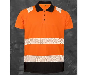 Result RS501X - Hoge zichtbaarheid polo van gerecycled polyester Fluorescerend oranje/zwart