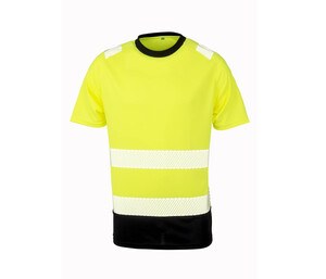 Result RS502X - T-shirt met hoge zichtbaarheid van gerecycled polyester Fluorescerend geel / zwart