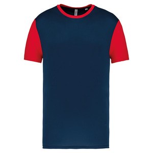 PROACT PA4023 - Volwassen tweekleurige jersey met korte mouwen Sportief marine / Sportief rood