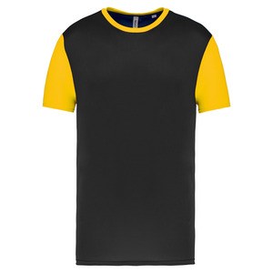 PROACT PA4023 - Volwassen tweekleurige jersey met korte mouwen Zwart / Sportief Geel