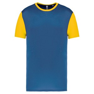 PROACT PA4024 - Tweekleurige jersey met korte mouwen voor kinderen Sportief Koningsblauw / Sportief Geel
