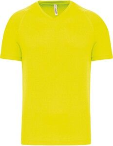 PROACT PA476 - Heren-sport-t-shirt V-hals Fluorescerend geel