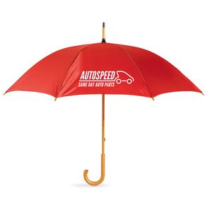 GiftRetail KC5132 - Paraplu met houten handvat Rood