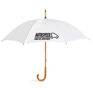 GiftRetail KC5132 - Paraplu met houten handvat Wit