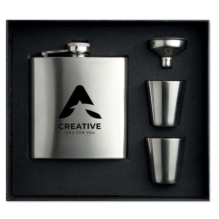 GiftRetail MO8321 - SLIMMY FLASK SET Heupfles met bekertjes