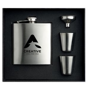 GiftRetail MO8321 - SLIMMY FLASK SET Heupfles met bekertjes mat zilver