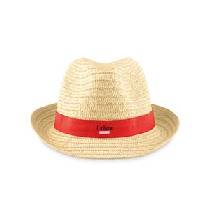 GiftRetail MO9341 - BOOGIE Strohoed naturel Rood