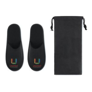 GiftRetail MO9782 - FLIP FLAP Hotelslippers in pouch Zwart