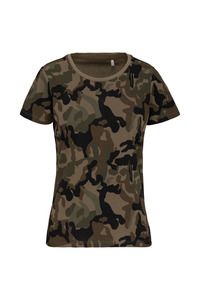 Kariban K3031 - Dames-t-shirt camo korte mouwen Olijf Camouflage