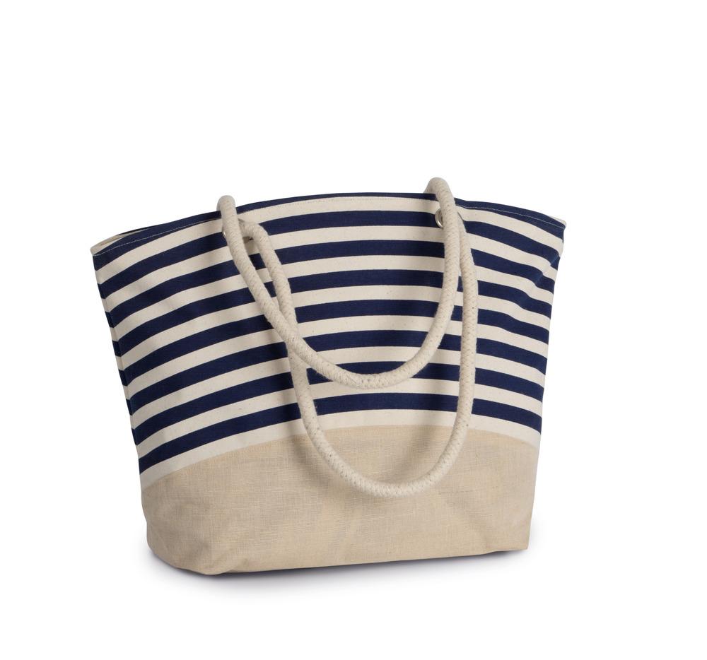 Kimood KI0283 - Shopper van jutecanvas in marinestijl