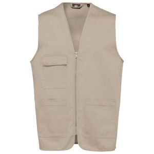 WK. Designed To Work WK608 - Unisex gilet in polykatoen met veel zakken Beige