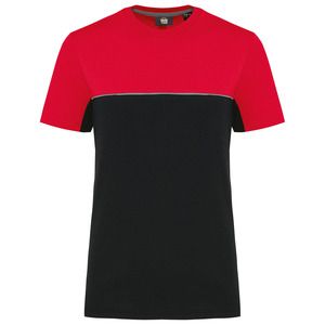 WK. Designed To Work WK304 - Ecologisch en tweekleurig uniseks T-shirt met korte mouwen Zwart / Rood