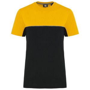 WK. Designed To Work WK304 - Ecologisch en tweekleurig uniseks T-shirt met korte mouwen Zwart / Geel