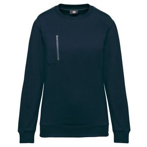 WK. Designed To Work WK403 - DayToDay unisex sweater met zip contrasterende zak Marine / Zilver