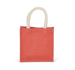 Kimood KI0272 - Shopper van jutecanvas - klein model Echt koraal