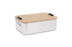 TopEarth LT90456 - Lunch box aluminium met bamboe deksel Zilver