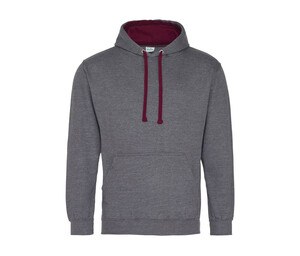 AWDIS JH003 - Hoodie met capuchon Contrast Houtskool/Bourgondië