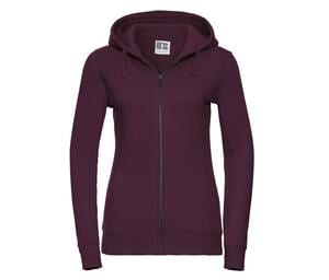 Russell JZ66F - Authentic Hoodie met Rits Dames Bourgondië