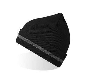 ATLANTIS HEADWEAR AT238 - High visibility beanie made of recycled polyester Zwart