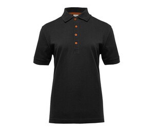BLACK&MATCH BM101 - Ladies' contrasting button poloshirt Zwart / Oranje