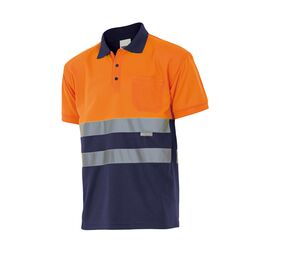 VELILLA 173 - HV SS TWEEKLEURIGE POLO MARINEBLAUW/HIVIS-ORANJE