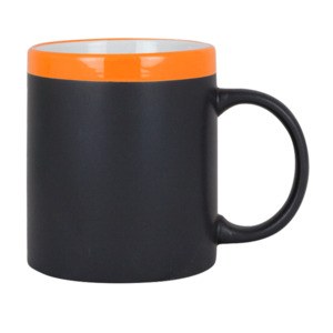 EgotierPro 28199 - Keramische Mok 300 ml met Krijt SLATE Oranje