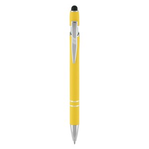 EgotierPro 37513 - Aluminium Pen met Rubber Afwerking en Touchscreen Pointer EVEN Geel