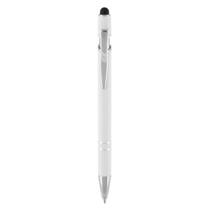 EgotierPro 37513 - Aluminium Pen met Rubber Afwerking en Touchscreen Pointer EVEN Wit