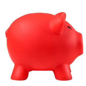 EgotierPro 38075 - Grappig Gekleurde Plastic Spaarvarken MONEY Rood
