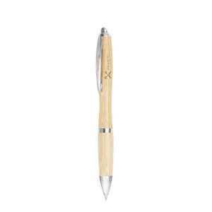 EgotierPro 39516 - Bamboe pen met aluminium clip DESERT Zilver