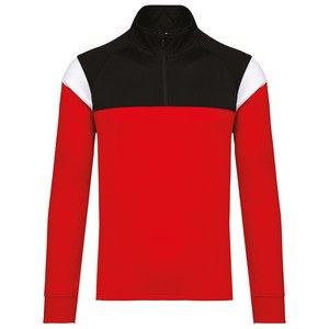 PROACT PA387 - Trainingssweater 1/4 rits uniseks Sportief Rood / Zwart