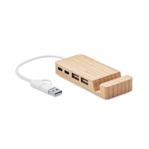 GiftRetail MO2144 - HUBSTAND Bamboe USB-hub 4 poorten
