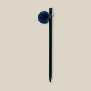 EgotierPro 37532 - Zwarte houten potlood met gekleurde pompon GINGER